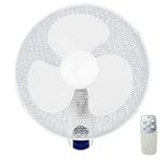 MantraRaj 16 Inch Oscillating Wall Mounted Fan Air Cool Fan With 3 Speed Setings Oscillating Mesh Grill 40cm Timer & Remote Control In White For Homes And Offices