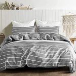 Lekesky Duvet Cover Twin, Striped Duvet Cover Queen Set 2pcs, Ultra Soft Microfiber Comforter Cover and 1 Pillowcases, Grey