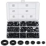 260 Pcs Rubber Grommets Kits, 7 Assorted Sizes Black Electrical Cable Holes Conductor Wiring Blanking Gasket Ring Grommets Assortment Kit for Protecting Wires, Plugs, Cables Holes (black)