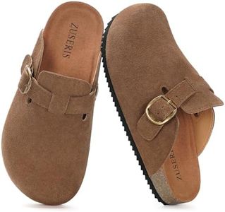 ZUSERIS Kids Suede Clogs Boys Girls Cork Potato Shoes,Tan,11 C
