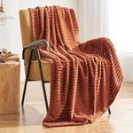 MIULEE Fall Rust Throw Blanket 3D Ribbed Jacquard Fleece Flannel Velvet Plush Decorative Bed Blanket (Throw, 50" x 60") - Super Soft, Lightweight, Warm and Cozy for Couch Sofa