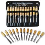AASONS 12 Pcs Assorted Wood Carving Tools, Gouges Woodworking Chisels, Full Size Wood Carving Knifes Great For Beginner, Hobbyists, Professionals, Artistic With Carrying Case