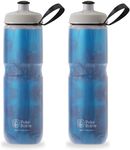 Polar Bottle Sport Insulated Water Bottle 2- Pack - BPA Free, Sport & Bike Squeeze Bottle with Handle (24 oz, Blue Fly Dye)