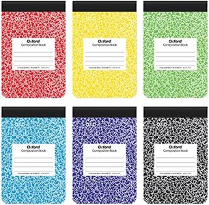 Oxford Jr. Composition Notebooks, Notebooks for School, School Supplies, Half Size, Kids Journal, 7-1/2 x 4-7/8 Inches, College Ruled Paper, 80 Sheets, Primary Marble Covers, 6 Pack (63774)