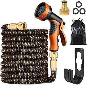Expandable Garden Hose with 10 Modes Water Spray Gun,3/4"&1/2" Solid Brass Connectors, Durable 3450D Weave, Garden Hose Reel,No-Kink Flexible Magic Water Pipe(75ft/22.5m)