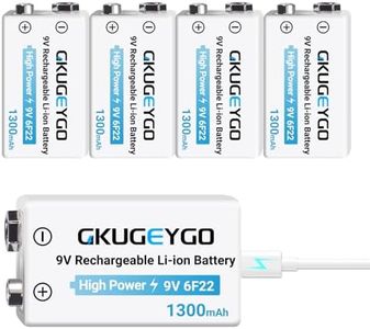 GKUGEYGO 9V Alkaline Battery, All-Purpose Alkaline 9V Battery for Household and Office Devices with Long-Lasting Power (5-Pack)
