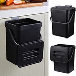 Awekliy Kitchen Compost Bin, Countertop Compost Container, Hanging Small Trash Can with Sealed Lid Under Sink，1.3 Gallon Mountable Compost Bucket.No Odor, for Kitchen/Bathroom/RV (Black)