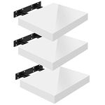 WOLTU High Gloss Floating Shelves,Set of 3 Wall Shelf,CD DVD Storage Corner Shelf, Premium Wooden Shelves for Bedroom LivingRoom kitchen 25x22.9x3.8cm, White, RG9488ws-3