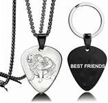 Hsumonre Customize Dog ID Tags Necklace Keychain Set Guitar Picks Pendant Photo Text Patterns Engraved Tag for Pet Lovers Owners Personalized Cat Human Best Friend Family Memorial Gift (Black)