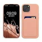 kwmobile Case Compatible with iPhone 15 Case - TPU Phone Cover with Credit Card Holder - Grapefruit Pink