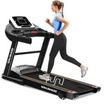 Sparnod Fitness STH-1200 Motorized Treadmill for Home Use, 4 HP Peak DC Motor, 12 km/hr Speed, 110 kg Max User Weight, 12 Preset Workouts, Manual Incline, Hi-Fi Speaker, Safety Key