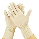 GLUN® Examination Hand Gloves Latex, 100 Pieces White Colour Medium Size, Disposable, Various use Powdered Surgical Gloves