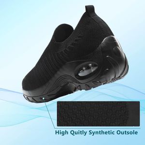 Women’s Slip-On Walking Shoes – Arch Support, Lightweight, Black, UK 6