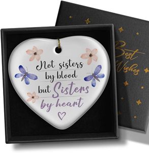 YZEXEZY Sister Gifts from Sister-Not Sister by Blood But Sister by Heart Ornament Friendship Keepsake for Best Friend,Christmas Birthday Gifts for Women Bestie BBF with Gift Box