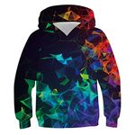 UIEIQI 9t 10t Boys Girls Hooded Pullover Galaxy Print Sweatshirt Colorful Hoody for Kids 8-11 Years Old