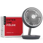 NUUK Folde Personal Rechargeable Fan For Travel|Folds 180° & Fits In Any Bag|Cordless,7-Inch|16 Hr Run Time,4 Wind Speeds|Super Silent BLDC Motor|For Hiking,Picnics,Beach,Camping
