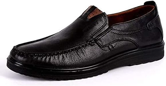 Asifn Mens Casual Driving Shoes Leather Loafers Slip Ons Outdoor Dress Boat Walking Comfortable Walking Shoes Flats Black(9.5 M US,26.5 cm Heel to Toe