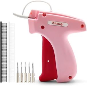 Clothing Fixer Sewing Gun Handheld Stitch Gun, Stitchy Gun for Clothes, Tagging Gun for Clothing, Includes 5 Needle, 1000 Black Fasteners & 1000 White Fasteners, Pinkred