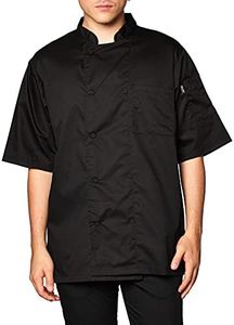 Chef Code Men's Short Sleeve Unisex Cool Breeze Chef Coats, Black, Large