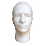 Male Foam Head Mannequin Head Model, Manikin Head Wig Head Display Stands, Styrofoam Foam Head for Wigs Hats Halloween Decoration (White, 1pc)