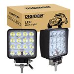 RIGIDON 2 Pcs Square Led Work Light, 4 inch 48W Spot Beam, 12V 24V Driving Lights Lamp for Car Off road Boat Truck 4x4 SUV ATV Tractors Excavator, 6000K White, Fog Lamp