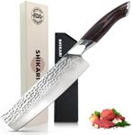 SHIKARI Nakiri Knife – Japanese Cleaver with 3-Layer Damascus VG10 Blade – 7 Inch Vegetable Knife Full Tang – Ergonomic Pakkawood Handle – Nakiri Knives Japanese Style