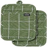 Ladelle Eco Check Pot Holder, Pack of 2, Green