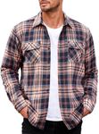 COOFANDY Mens Plaid Flannel Jacket Sherpa Lined Flannel Jacket Long Sleeve Winter Outdoor Coats Navy/Orange X-Large