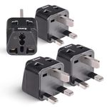 Orei UK to India Adapter Plug, India to UAE, Hong Kong, Dubai Adapter - Type G Plug - 2 in 1 - Perfect for Laptop, Camera, Chargers - UK Adapter - CE - RoHS - Black - 4 Pack.