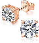 IMOLOVE Moissanite Stud Earrings with 0.6ct-3ct D Color Round Cut Lab Created Diamond Earrings in Sterling Silver with 18K Rose Gold Plated for Women Men-1