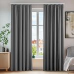 Deconovo Set of 2 Blackout Curtains with Ruffle Tape, Soundproofing Cold Insulation, 138 x 140 cm (H x W), Light Grey