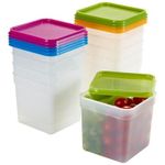 lakeland 10 Stack a Boxes Food Storage Containers 1.2L – Colourful Lids Long-Lasting Nest When Empty