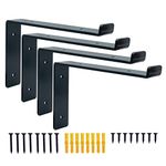 4 Pcs Heavy Duty Shelf Brackets for Scaffold Board Shelving - Durable Industrial Style Downward - Made from 5mm Steel by DT Ironcraft - (Black 4 Pcs)