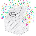 FETTIPOP Gift Box DIY, Gift Box Exploding Confetti (Premium White) 7.1x5.5x4.3 inches, Birthday, Party, Father’s and Mother’s Day, Graduations, Anniversaries, Holidays, Any Occasion