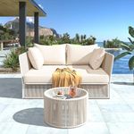 BRISHI Outdoor Patio Daybed/Sunbed/Swimming Pool Side/Sun Lounger/Garden/Terrace/Balcony/Braid & Rope Daybed (Cream)