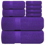 Premium Purple Bath Towels Set - [Pack of 8] 100% Cotton Highly Absorbent 2 Bath Towels, 2 Hand Towels and 4 Washcloths - Luxury Hotel & Spa Quality Bath Towels for Bathroom by Infinitee Xclusives