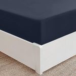 Mellanni Double Fitted Sheet Deep Fit 30 Cm - All Around Elastic Bed Sheets - Shrinkage & Fade Resistant Deep Fitted Sheets - Ultra Soft Brushed Microfiber - (Double, 140x200 cm, Navy Blue)