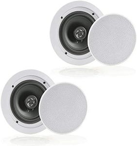 Pyle 6.5” Pair Bluetooth Flush Mount In-wall In-ceiling 2-Way Speaker System Quick Connections Changeable Round/Square Grill Polypropylene Cone & Polymer Tweeter Stereo Sound 150 Watt (PDICBT652RD)