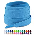 Puzeam Upgrade Tight Weave Flat Shoelaces 18 Colors 5/16" Wide Shoe Laces for Sneakers-Sky Blue-120