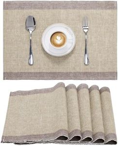 JEMIDI Set de Table Lavable Original - Lot 6 Sets de Table Tissu Coton Naturel Rigide 48 x 33 cm Lavable en Machine - Napperon Rectangulaire Exterieur Interieur pour Mariage Noel