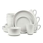 Stone Lain 16 Pieces Stoneware Round Dinnerware Set, White Speckled