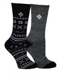 Columbia Women's Midweight Fair Isle Thermal 2-Pack, Black, 9-11 (US Women's)