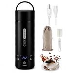 VICBINLY Travel Electric Tea Kettle, 450ml Portable Kettle, Mini Tea Kettle, One Cup Hot Water Boiler Mini Kettle Automatic Shut Off, Temperature Control, Black TKHE03