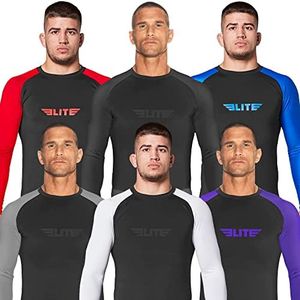 Elite Sports New Item Full Long Sleeve Compression, Mma, Bjj, No Gi, Cross Training Rash Guard, Large, Purple