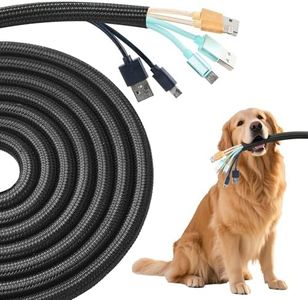 QCSIW 50ft – 1" Split Wire Loom Tubing Cable Sleeve – Braided Cord Protector for Power Cords, Audio Video Cables, USB, Automotive Wiring – Pet Chew Resistant, Flexible Wire Organizer – Black