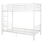 Walker Edison Bunk, Stainless Steel, White, Twin