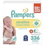 Pampers Baby Wipes Sensitive Perfume Free 4X Pop-Top Packs 336 Count
