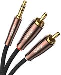 UGREEN RCA Cable RCA to 3.5mm Audio Cable Male Braided 2 RCA to Aux Headphone Jack Phono Y Splitter Lead Compatible with HiFi Amplifier DJ Controller Speaker Car Stereo Turntable Soundbar, 2M