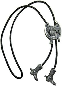 JEAN'S FRIEND Vintage Style Western Saddle Horseshoe Cowboy Boots Bolo Tie Cravate