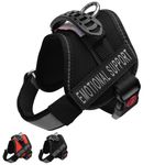ALBCORP Emotional Support Dog Vest – Reflective Harness - Woven Polyester and Nylon, Comfy Mesh Padding - Sizes from XXS to XL – Service Dog Patches Included. Black, XXS